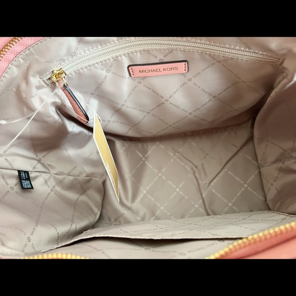 Michael Kors Avril Large Top Zip Satchel Shoulder Crossbody Bag Pink Rose Suede - Picture 6 of 6